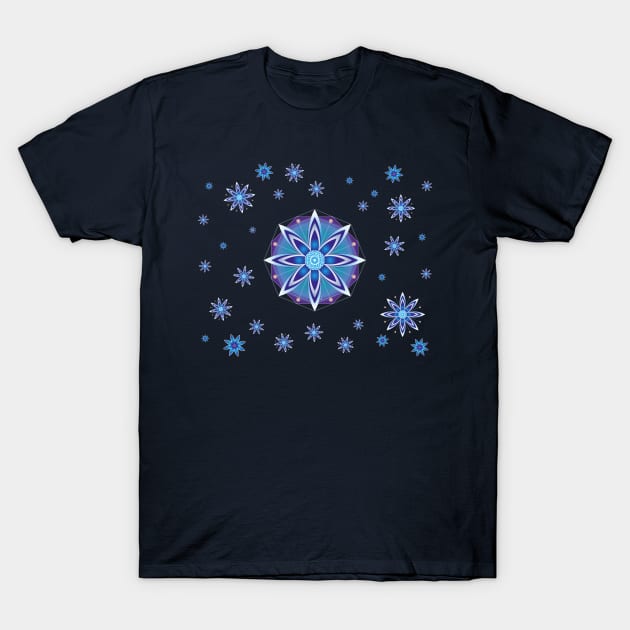 Blue flowers mandala T-Shirt by HagalArt